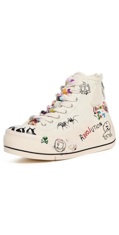 R13 Kurt High Top Sneakers Ecru