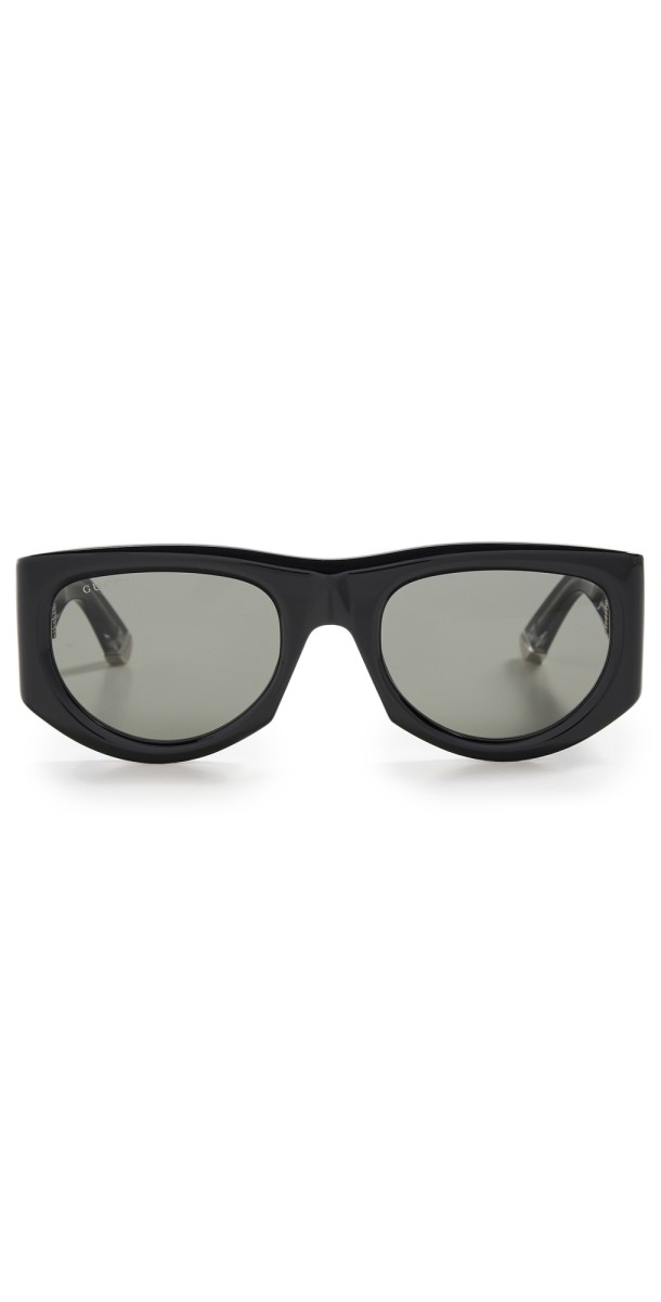 Gucci Rectangular Frame Sunglasses Black-Black-Grey