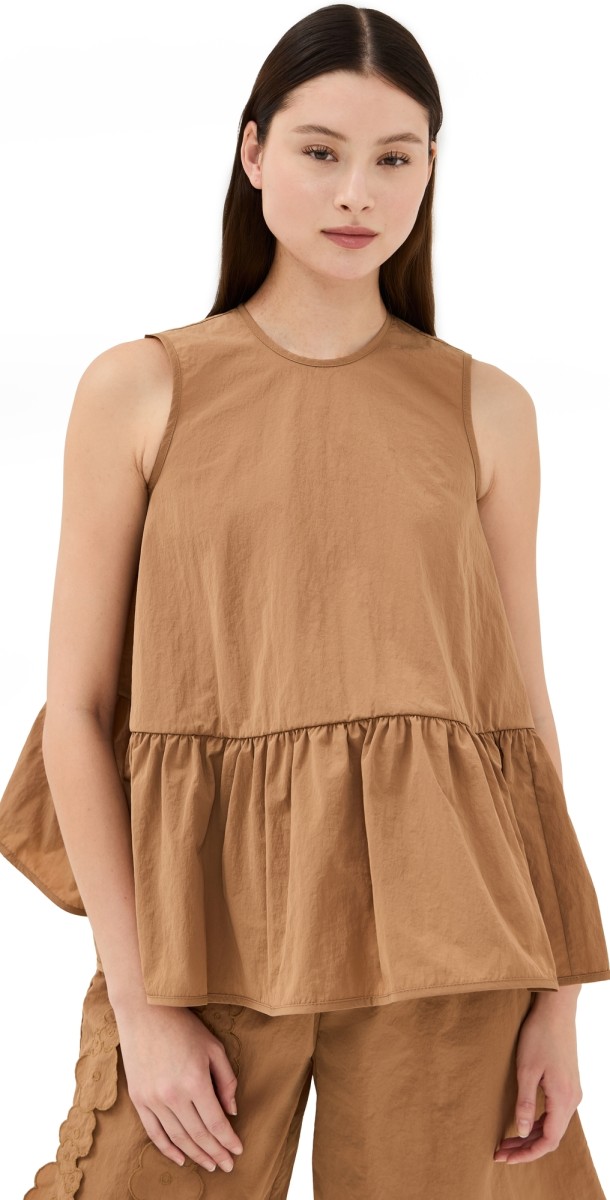 Cecilie Bahnsen Asta Top Recycled Taffeta Chestnut Chestnut