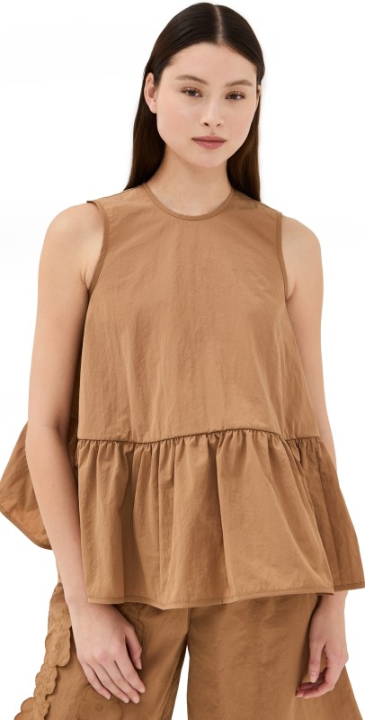 Cecilie Bahnsen Asta Top Recycled Taffeta Chestnut Chestnut