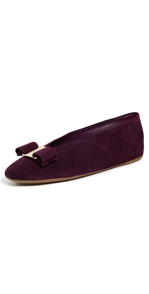 FERRAGAMO Vanna I Flats Dark Barolo/Oxblood