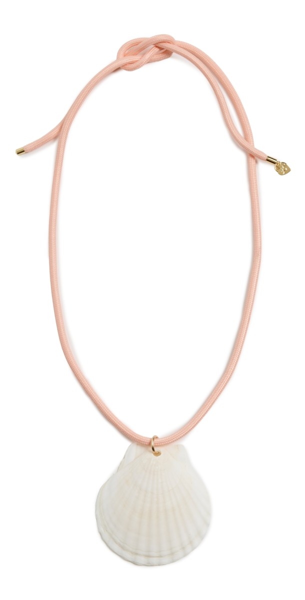HART White Scallop Shell Cord Necklace Conch Pink