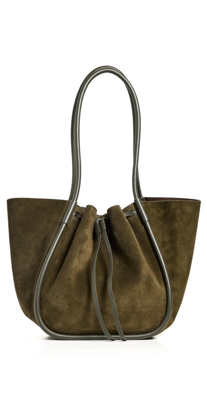 Proenza Schouler Large Ruched Tote in Soft Suede Oliv