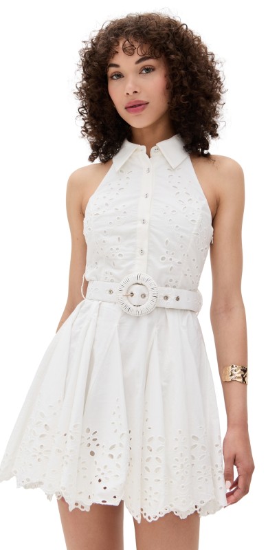 Hemant and Nandita Short Dress with Buckle Belt Off White
