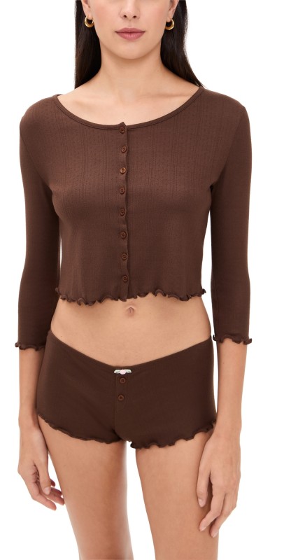 For Love & Lemons Elliana Cardigan Chocolate