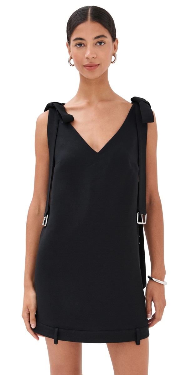 Monse Shoulder Tie Mini Dress Black
