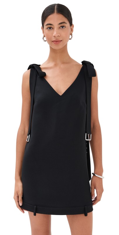 Monse Shoulder Tie Mini Dress Black