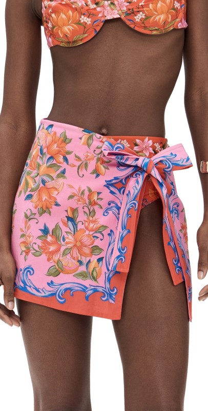FARM Rio Sicily Mini Skirt Sicily Flowers Orange