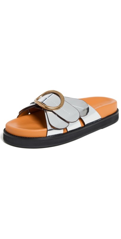 FARM Rio Silver Daisy Slides Silver