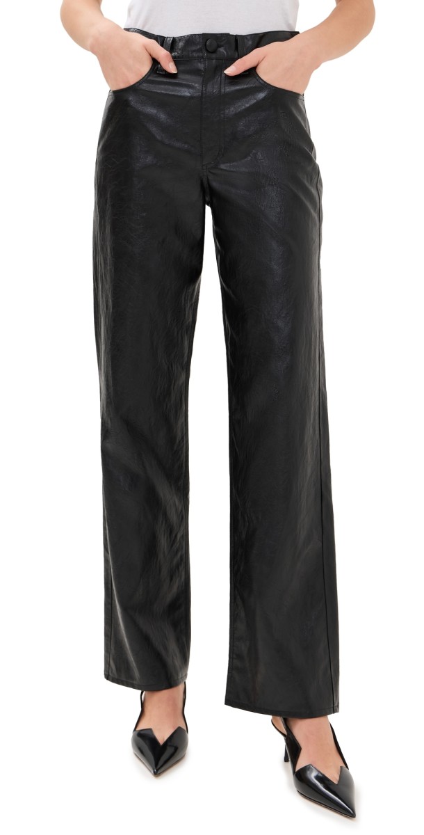 rag & bone Shea Faux Leather Foil Pants Black