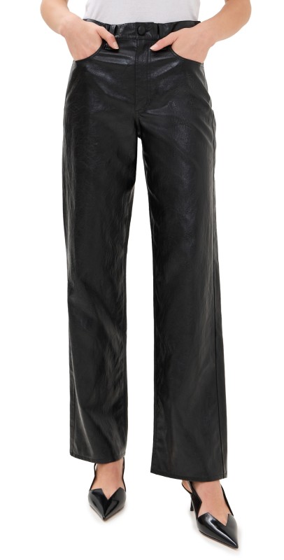 rag & bone Shea Faux Leather Foil Pants Black