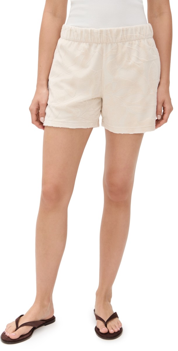 Faherty Cabana Towel Terry Shorts Marble Poolside Foliage