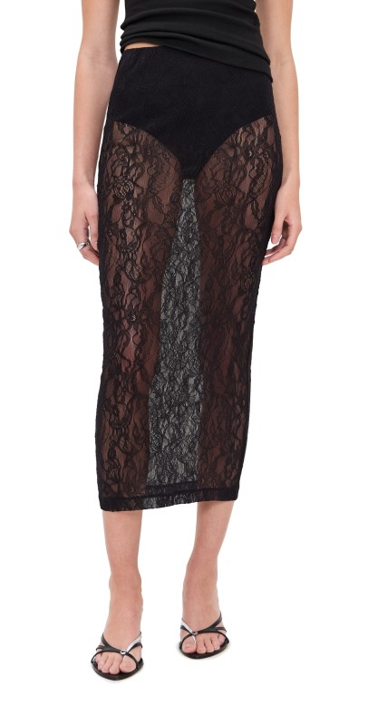 WARDROBE. NYC Lace Tube Skirt Black
