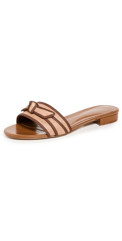 Alexandre Birman Grosgrain Raffia Flats Espresso/Dark Brown