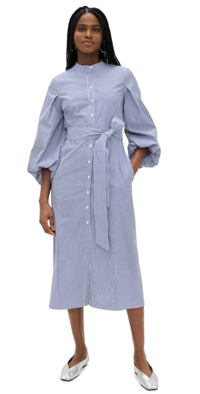Tanya Taylor Maddie Dress Blue/Optic White