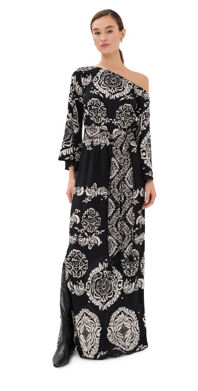 Figue Christy Dress Ornamental Tapestry Onyx Black