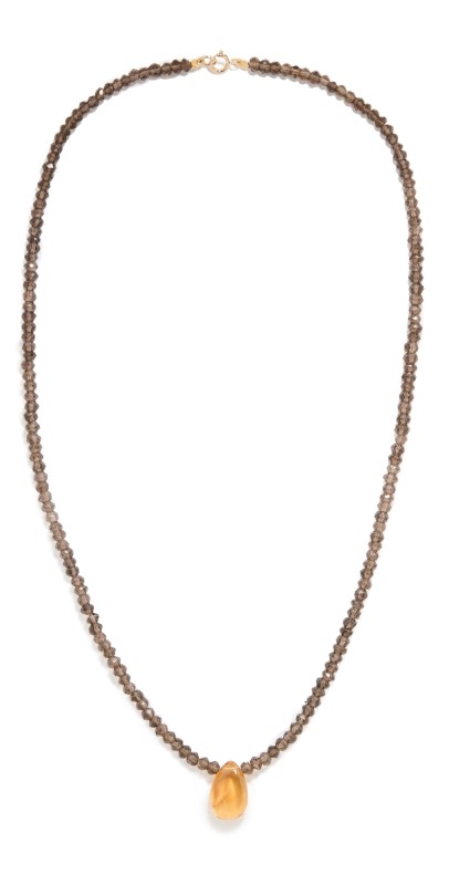 JIA JIA 14k Smoky Quartz Citrine Necklace Black/Orang