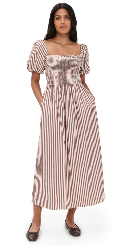 Hill House Home The Julia Dress Stripe/Rust