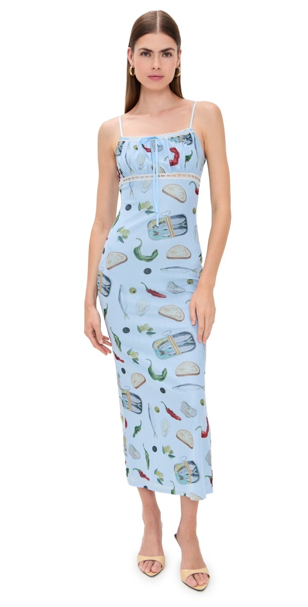 Bailey Rose Printed Midi Dress Powder Blue