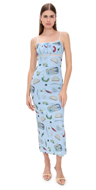 Bailey Rose Printed Midi Dress Powder Blue