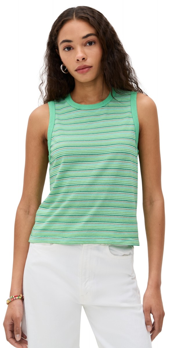 MOTHER The Silent Type Binding Tank Top Summer Green