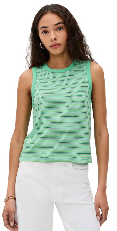 MOTHER The Silent Type Binding Tank Top Summer Green
