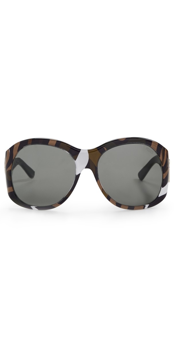 Pucci Round Sunglasses Animal Print/Gradient Smok