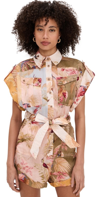 Zimmermann Ascension Cuffed Playsuit Spliced