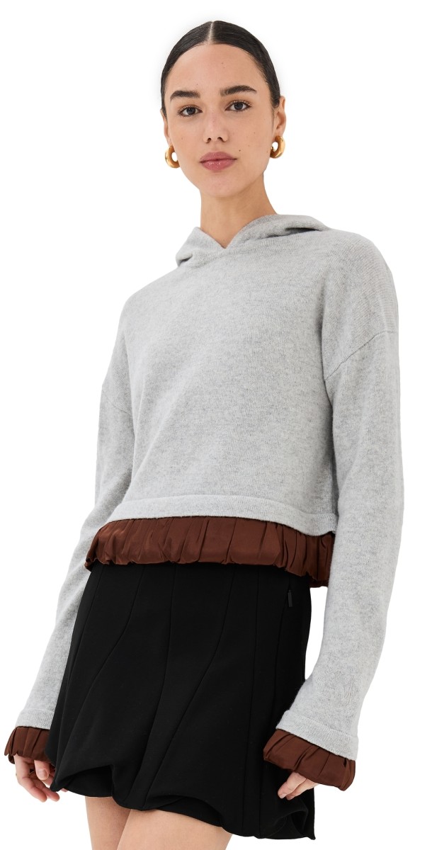 JW Anderson Satin Trimmed Hoodie Light Grey