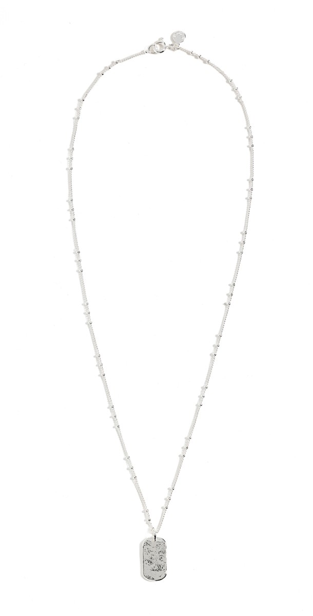 Gorjana Griffin Dog Tag Necklace Silver