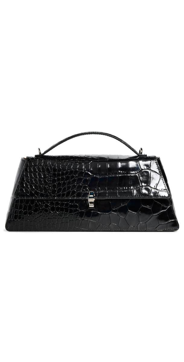 Reformation Gia Shoulder Bag Black Croc