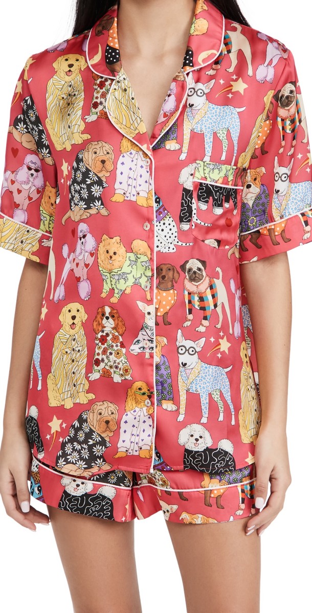 Karen Mabon Fashion Dogs Pink Short Pajama Set Pink