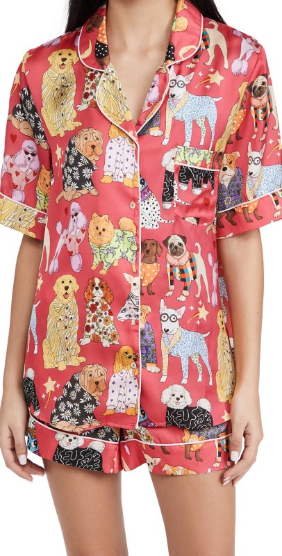 Karen Mabon Fashion Dogs Pink Short Pajama Set Pink