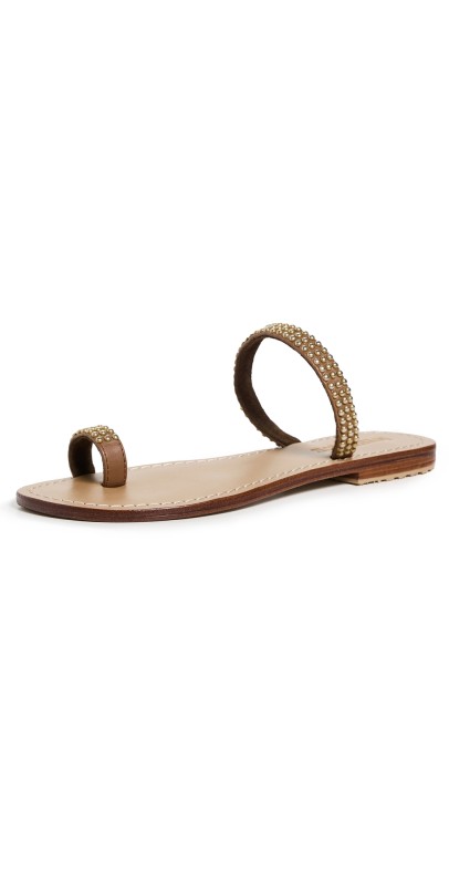Mystique Embellished Toe Ring Sandals Camel/Gold