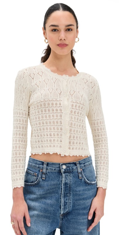 Z Supply Cardi Crochet Top Sea Salt