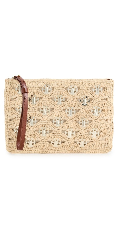 rabanne Raffia Pouch Gold