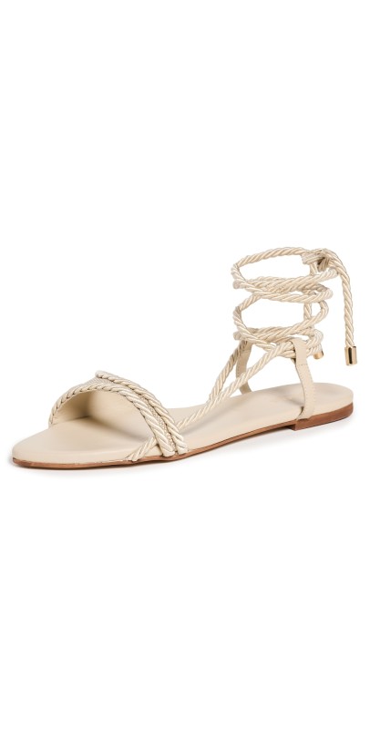 KAANAS Alenna Asymmetrical Ankle Wrap Sandals Oat