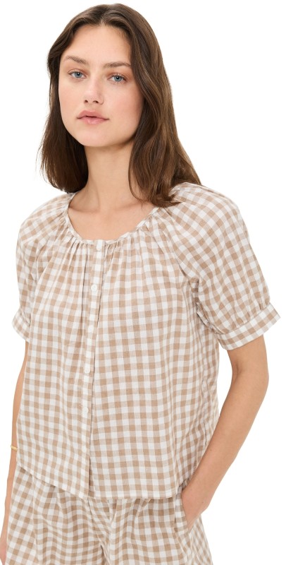 Marea Everly Top Dune Gingham