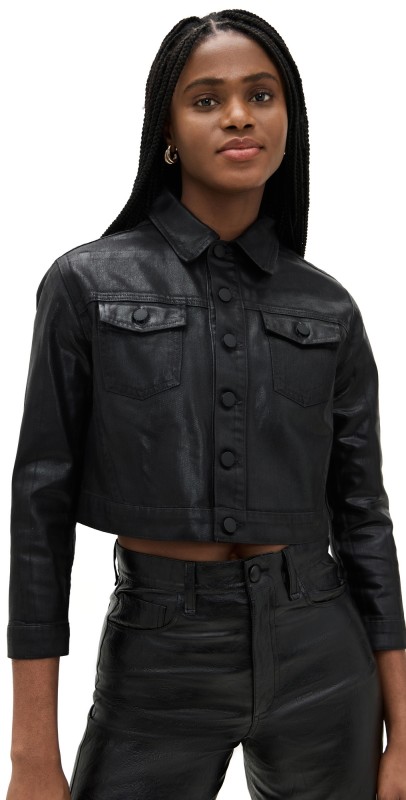 L'AGENCE Koda Crop Jacket Noir Coated