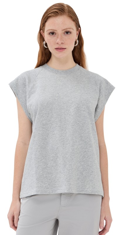 Tibi Lightweight Sweatshirting Sleeveless Easy Top Heather Grey