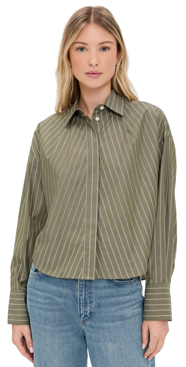 rag & bone Martha Poplin Striped Shirt Grnst