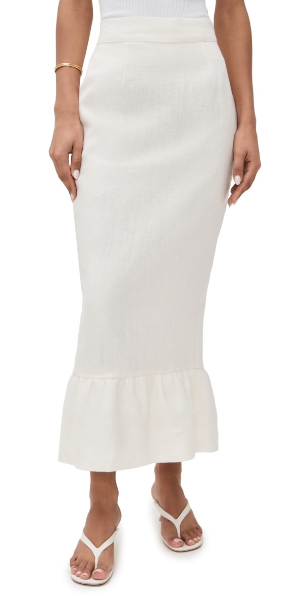 POSSE Matilda Column Skirt Cream