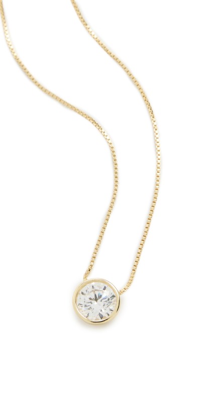 SHASHI Solitaire Bezel Moissanite Necklace Gold