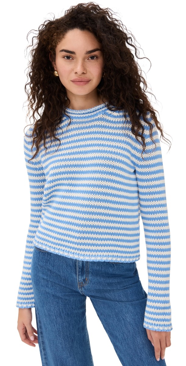 La Ligne Fine Stripe Mini Marina Sweater Cornflower Blue/Cream