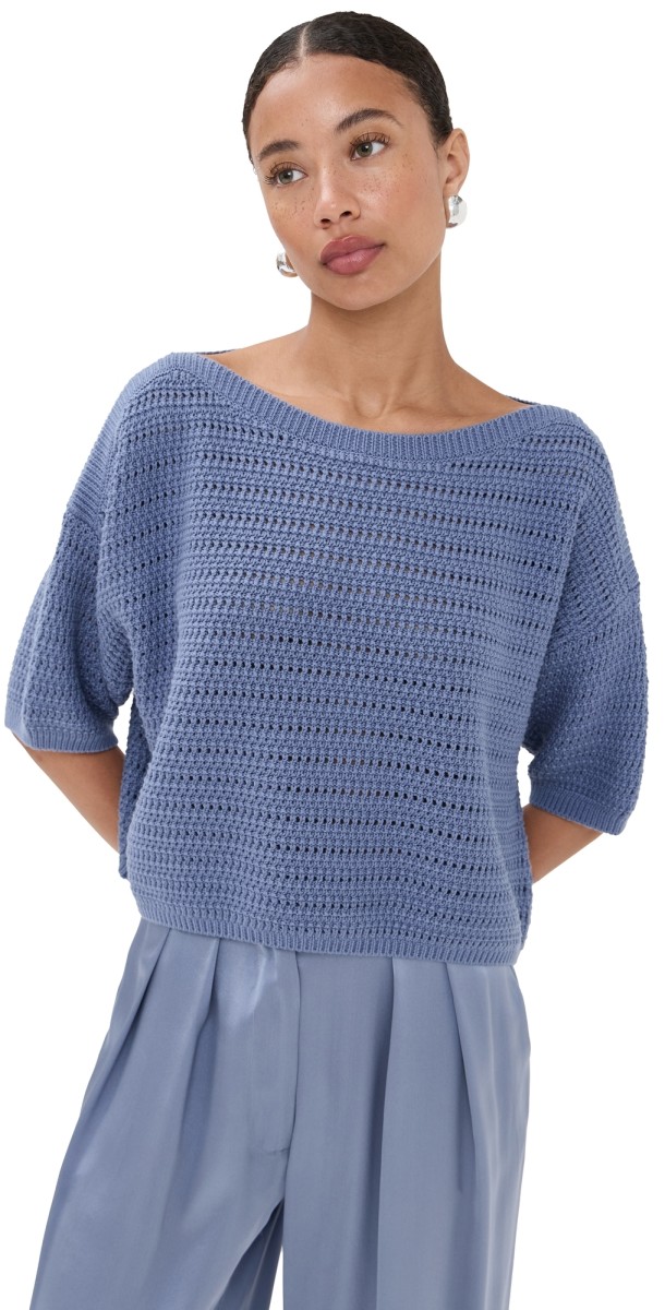 Sablyn Nova Cropped Boat Neck Tee Dusty Periwinkle