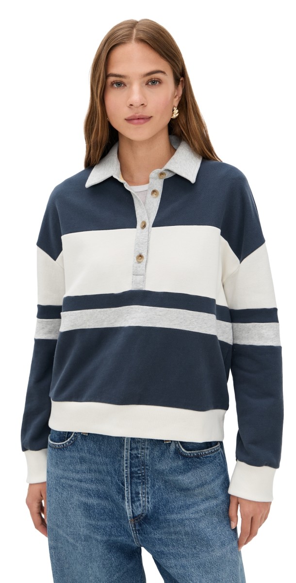 Faherty High Standard Fleece Rugby Top Retro Moon