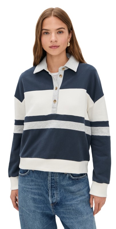 Faherty High Standard Fleece Rugby Top Retro Moon
