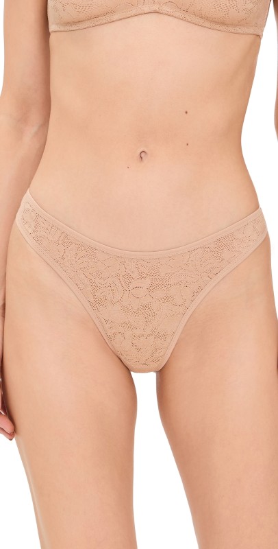 Eberjey Soft Stretch Recycled Lace Thong Sunkissed