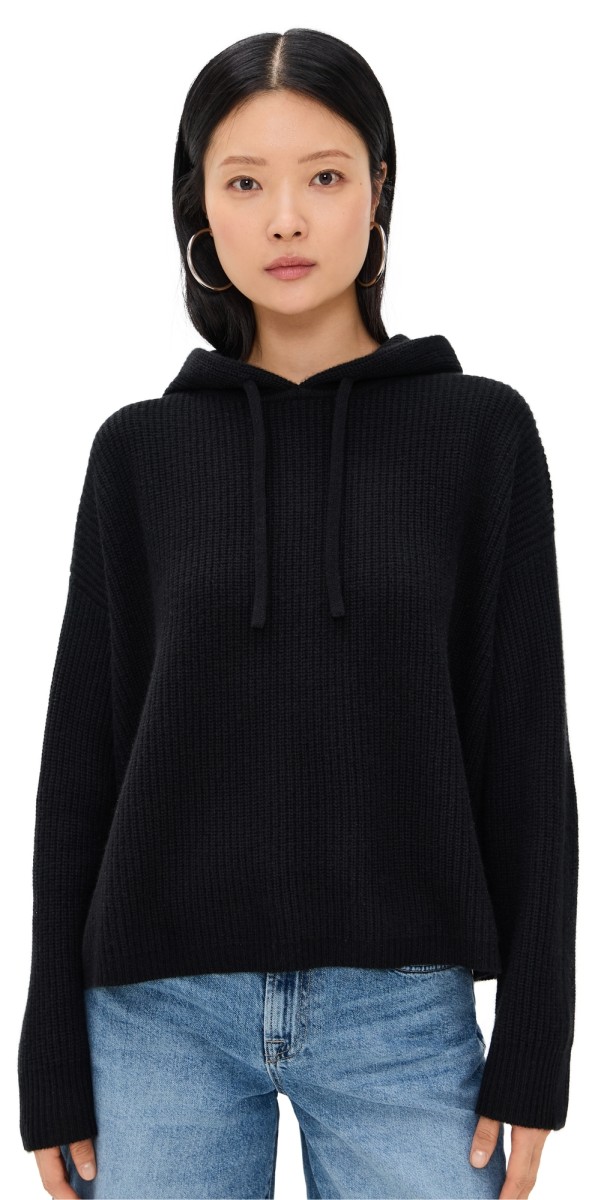 Jenni Kayne Cashmere Fisherman Hoodie Black