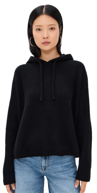 Jenni Kayne Cashmere Fisherman Hoodie Black